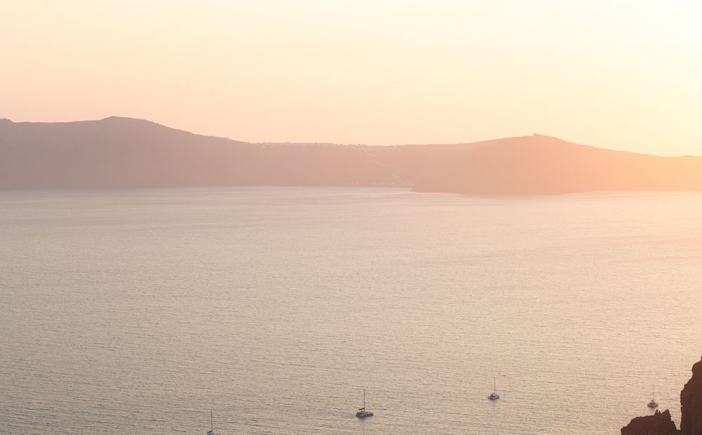 Sunset over the Aegean caldera