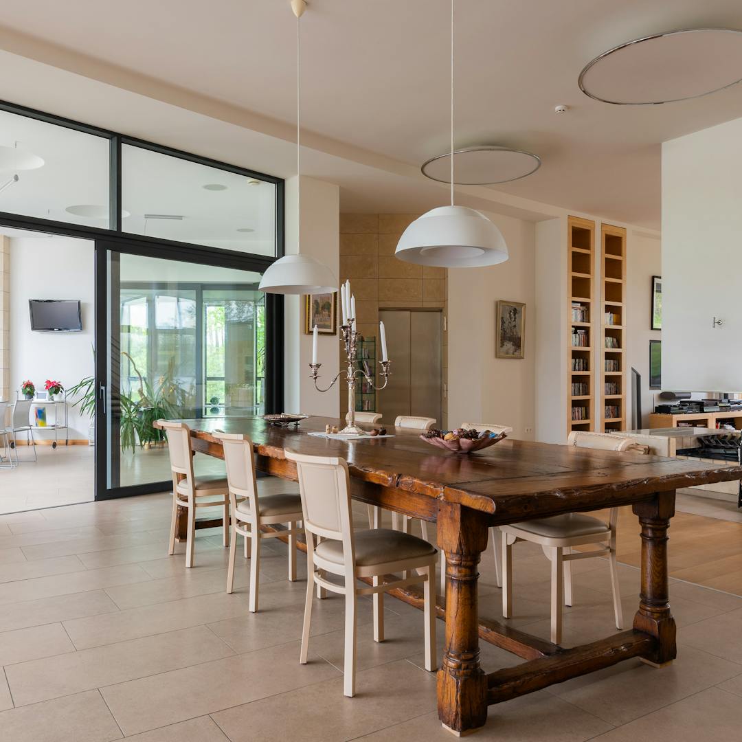 Dining room interior with table and chairs