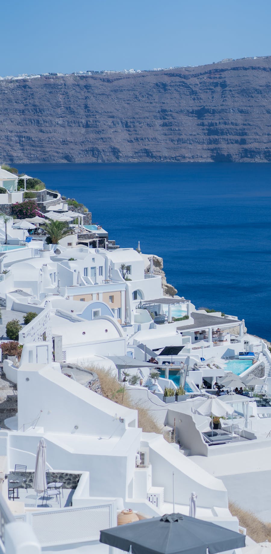 Whitewashed homes above the Santorini caldera